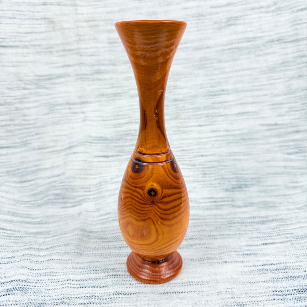 Wooden Hand-Turned Bud Vase 7.5" Boho Natural Scandanavian Decor Minimalist